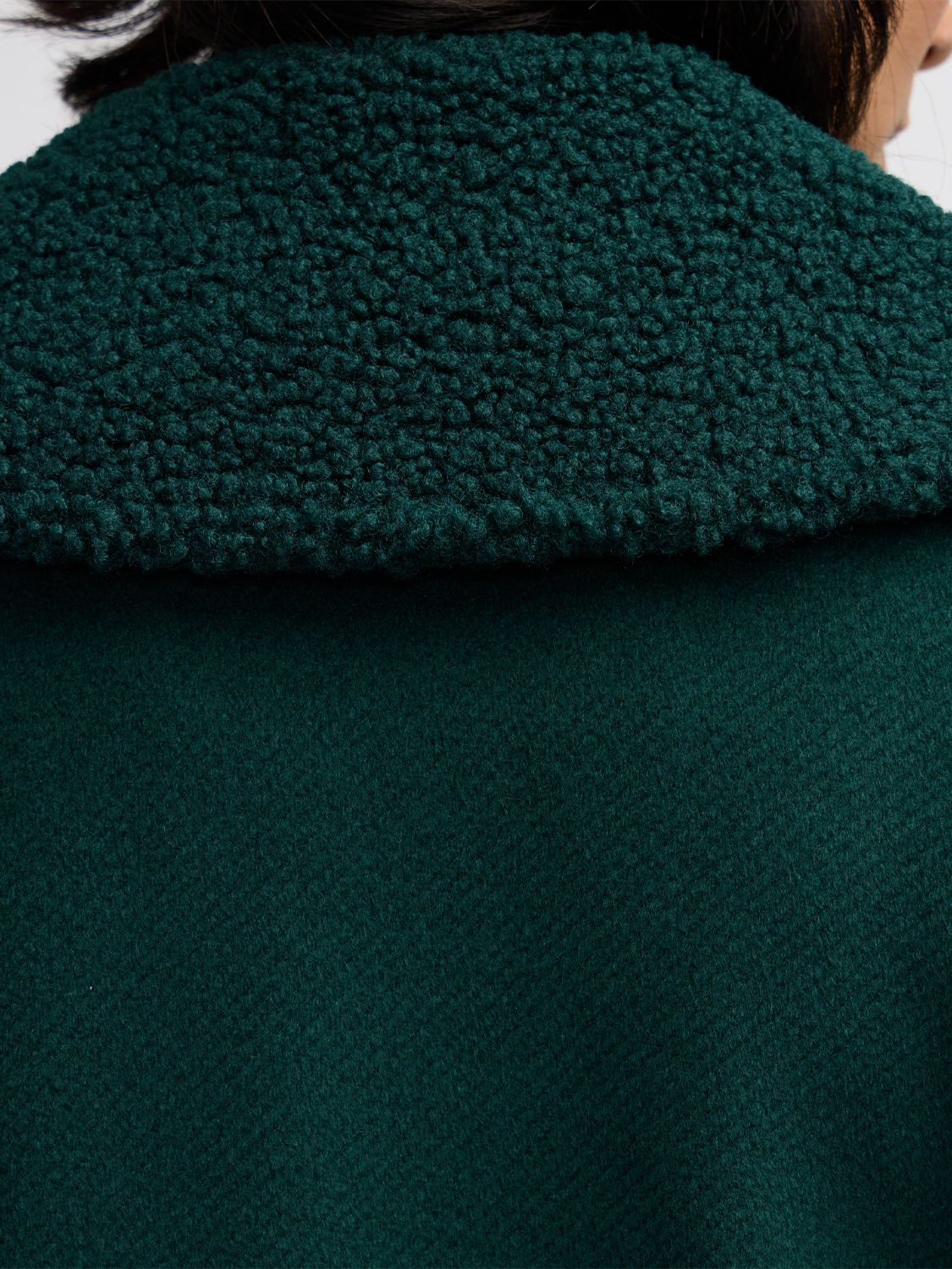 Runa Double Face Sherpa Collar Double Breasted Peacoat