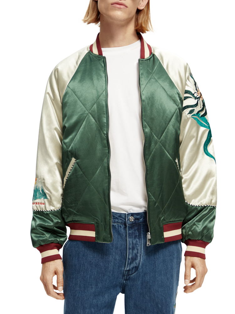 Embroidered Satin Bomber Jacket Scotch Soda