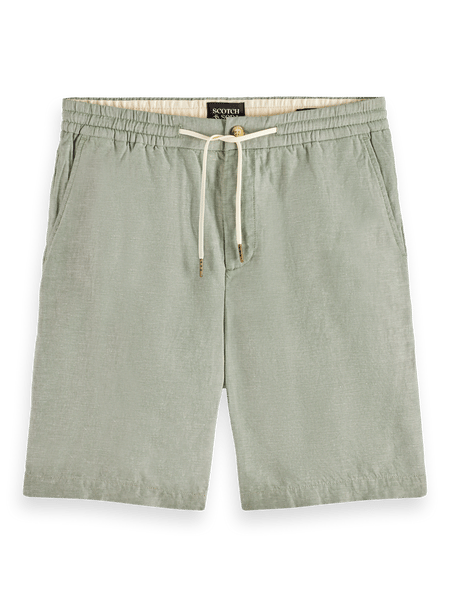 Comfort Bermuda Linen with Military Green Spandex - Draco