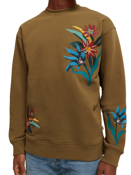 Relaxed fit embroidered crewneck sweatshirt